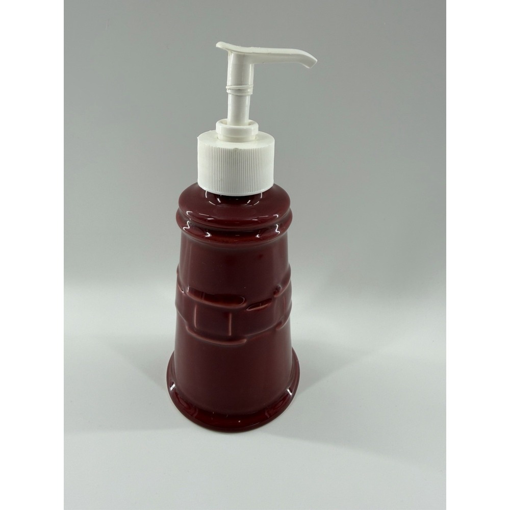 Longaberger Woven Traditions Pottery Soap Lotion Pump Dispenser Red Paprika USA